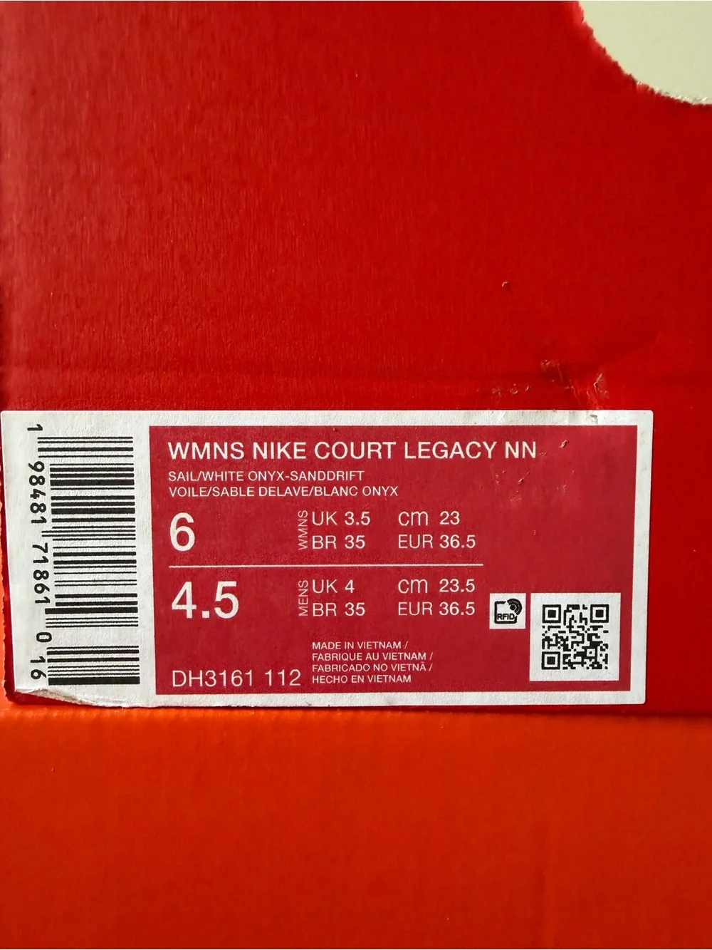 Nike Court Legacy White Onyx DH3161-112 Women’s Size 6